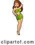 Vector Clip Art of Retro Cartoon Sexy Glamorous Brunette White Movie Star Pinup Lady by Clip Art Mascots