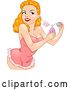 Vector Clip Art of Retro Cartoon Sexy Pinup Lady Spritzing Perfume on Herself by BNP Design Studio