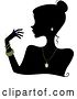 Vector Clip Art of Retro Cartoon Silhouetted Lady Wearing Jewelery by BNP Design Studio