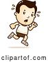 Vector Clip Art of Retro Cartoon Tired White Boy Running in Shorts by Cory Thoman