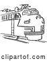 Vector Clip Art of Retro Cartoon Train Engineer Blowing the Horn by Picsburg