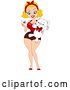 Vector Clip Art of Retro Cartoon Valentine Pinup Lady Holding a Card and Teddy Bear by BNP Design Studio