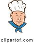 Vector Clip Art of Retro Cartoon White Male Chef Face in a Toque, with a Tan Outline by Patrimonio