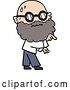 Vector Clip Art of Retro Cartoon Worried Guy with Beard and Spectacles Pointing Finger by Lineartestpilot
