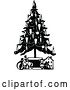 Vector Clip Art of Retro Christmas Tree with Candles and Toys by Prawny Vintage