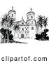 Vector Clip Art of Retro Church with Palm Trees by Prawny Vintage