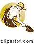 Vector Clip Art of Retro Coal Miner with a Shovel and Lined Circle by Patrimonio