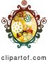 Vector Clip Art of Retro Colorful Oval Steampunk Frame with Gears by BNP Design Studio