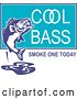 Vector Clip Art of Retro Cool Bass Smoke One Today Text Around a Fish by Patrimonio