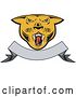 Vector Clip Art of Retro Cougar Head and Blank Banner Logo by Patrimonio