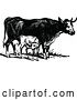 Vector Clip Art of Retro Cow and Calf by Prawny Vintage