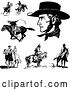 Vector Clip Art of Retro Cowboys Horses and a Couple by BestVector