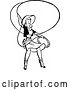 Vector Clip Art of Retro Cowgirl Swining a Lariat by Prawny Vintage