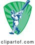 Vector Clip Art of Retro Cricket Batsman Logo - 12 by Patrimonio
