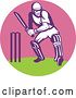 Vector Clip Art of Retro Cricket Batsman Logo - 2 by Patrimonio