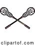 Vector Clip Art of Retro Crossed Lacrosse Sticks with Pink Handles by Patrimonio