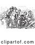 Vector Clip Art of Retro Crowd of Beggars and Foreigner in by Picsburg