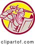 Vector Clip Art of Retro Crusader Knight Wielding a Sword in a Circle by Patrimonio