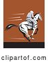 Vector Clip Art of Retro Derby Jockey Racing a Horse on Brown by Patrimonio