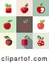Vector Clip Art of Retro Different Styled Red Apple Squares by Elena