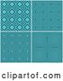 Vector Clip Art of Retro Digital Collage of Turquoise Diamond, Circle, Square and Burst Pattern Backgrounds by KJ Pargeter