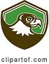 Vector Clip Art of Retro Falcon Head in a Brown White and Green Shield by Patrimonio