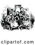 Vector Clip Art of Retro Family Eating Supper by Prawny Vintage