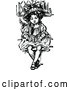 Vector Clip Art of Retro Fancy Girl Reading by Prawny Vintage