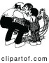Vector Clip Art of Retro Father Hugging Children by Prawny Vintage