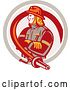 Vector Clip Art of Retro Firefighter Encircled with a Hose in a Circle by Patrimonio