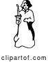 Vector Clip Art of Retro Girl in a Night Gown with a Candle by Prawny Vintage