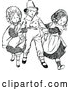 Vector Clip Art of Retro Girls Fighting over a Boy by Prawny Vintage
