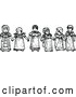 Vector Clip Art of Retro Girls Holding Hands by Prawny Vintage