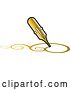 Vector Clip Art of Retro Gold Fountain Pen Nib Drawing Swirls by Lal Perera
