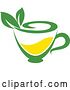Vector Clip Art of Retro Green and Yellow Tea Cup with Leaves 3 by Vector Tradition SM