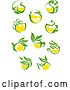 Vector Clip Art of Retro Green and Yellow Tea Cups and Pots with Leaves 2 by Vector Tradition SM