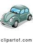 Vector Clip Art of Retro Green VW Slug Bug Car by