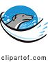 Vector Clip Art of Retro Greyhound Dog Head with a Splash of Water in a Blue Oval by Patrimonio