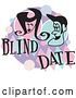 Vector Clip Art of Retro Guy and Lady Grinning at Eachother While on a Blind Date by Andy Nortnik
