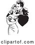 Vector Clip Art of Retro Guy and Lady Romanticly Embracing with a Heart in by Picsburg