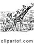 Vector Clip Art of Retro Guy and Stunt Animals on a Giraffe by Prawny Vintage