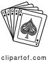 Vector Clip Art of Retro Hand of Cards Showing a 10, Jack, Queen, King and Ace of Spades by Andy Nortnik