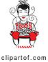 Vector Clip Art of Retro Happy Black Haired Housewife Holding Freshly Baked Cookies 2 by Andy Nortnik