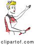 Vector Clip Art of Retro Happy Blond Housewife Singing and Holding a Spoon in the Kitchen by Andy Nortnik
