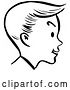 Vector Clip Art of Retro Happy Boy Face in Profile, in by Picsburg