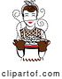 Vector Clip Art of Retro Happy Brunette Housewife Holding Freshly Baked Cookies 2 by Andy Nortnik