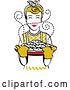 Vector Clip Art of Retro Happy Dirty Blond Housewife Holding Freshly Baked Cookies by Andy Nortnik