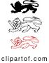 Vector Clip Art of Retro Heraldic Lions by Vector Tradition SM