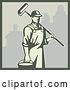 Vector Clip Art of Retro House Painter Carrying a Bucket and Roller Brush in a City by Patrimonio
