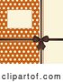 Vector Clip Art of Retro Invitation Background with a Brown Bow and Ribbon over Polkda Dots on Orange by Elaineitalia